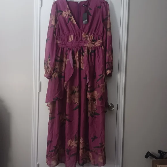 Sheilay Floral Midi Dress W/butterfly Sz XL - Picture 3 of 8